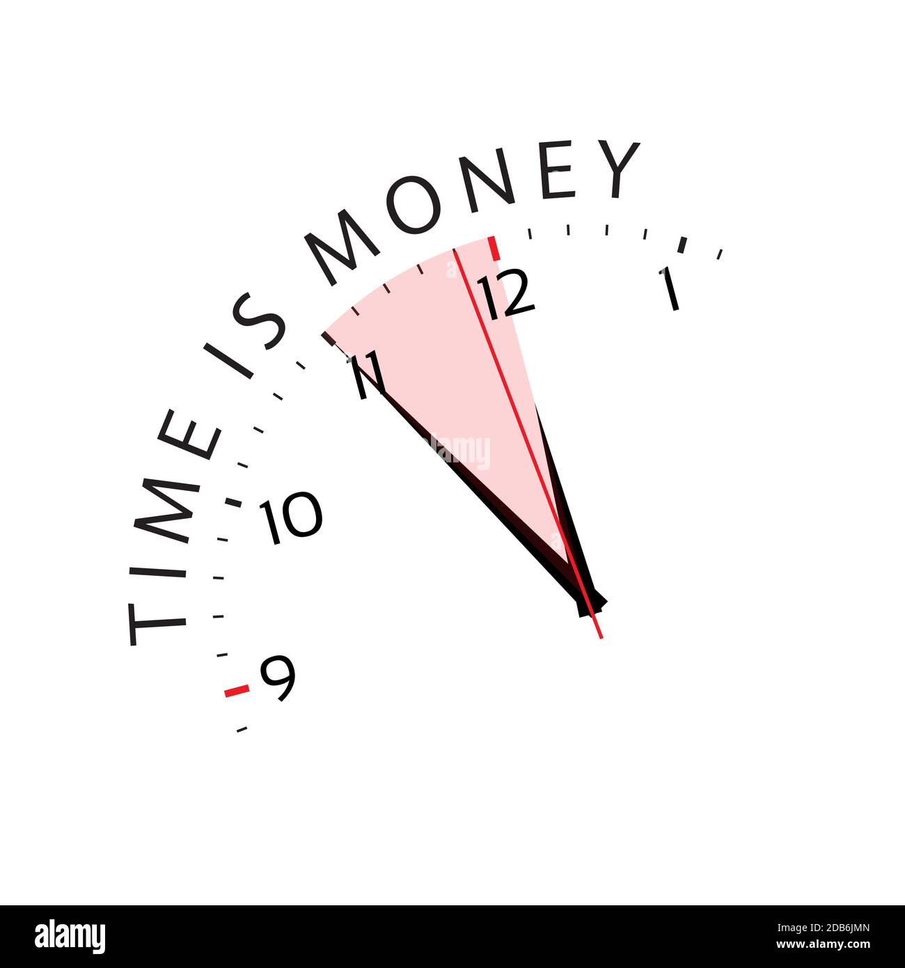 Time is money concept, in five minutes twelve, red period, time