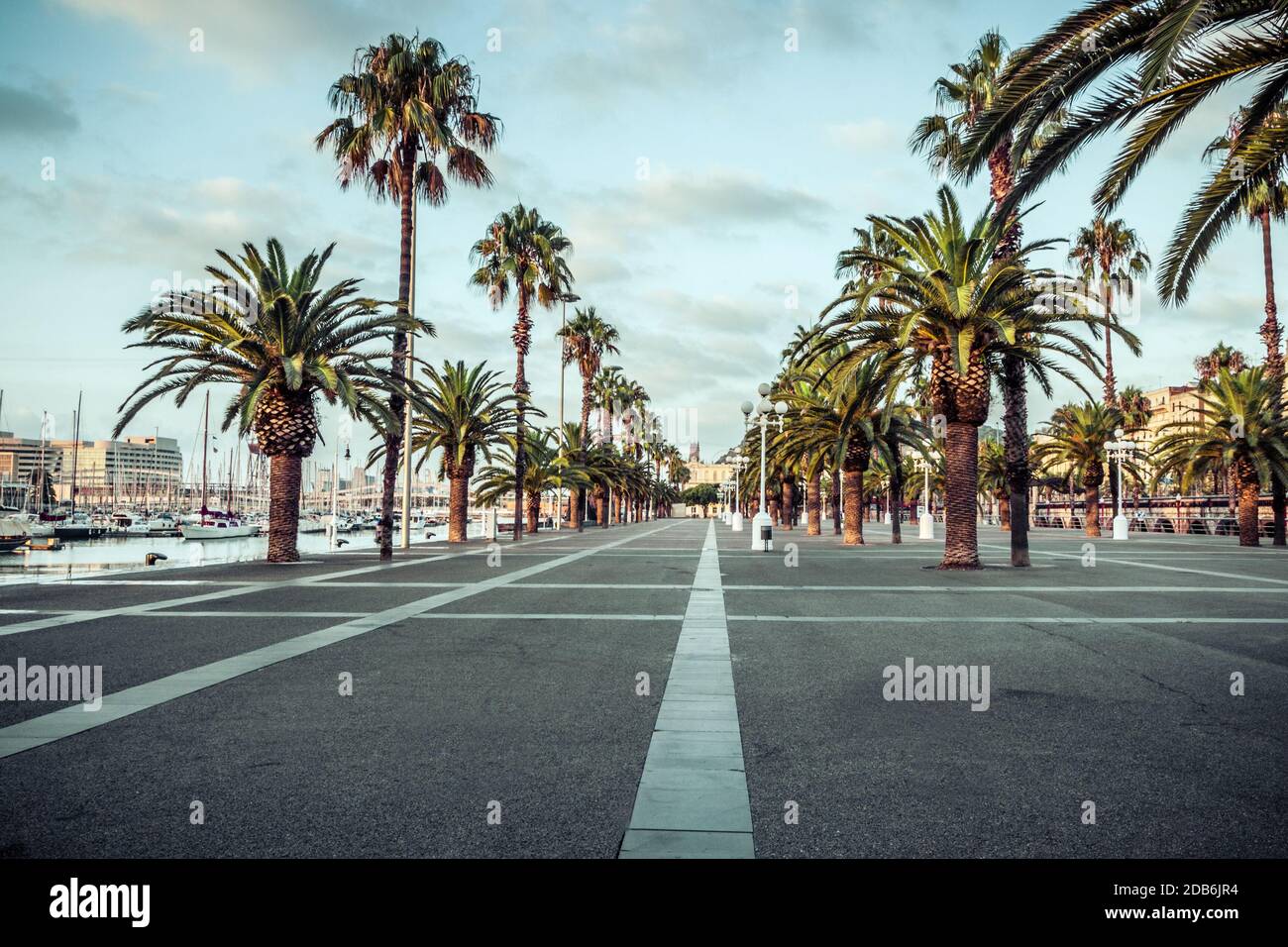 Port Vell promenade In the streets of Barcelona. Spain Stock Photo - Alamy