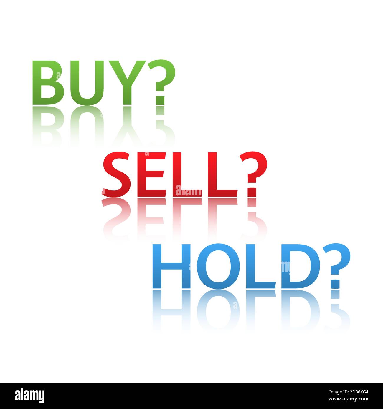 Stock market options, three business variants, buy, sell, hold, sales