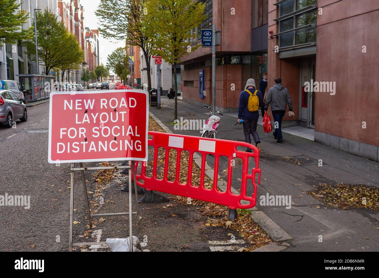 New Road Layout for Social Distancing, Adelaide Street, Belfast, Northern Ireland Stock Photo