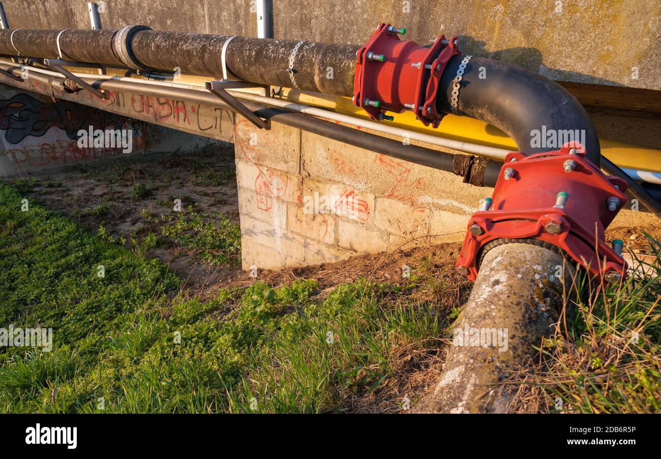 Pipeline crossing a bridge Stock Photo Alamy