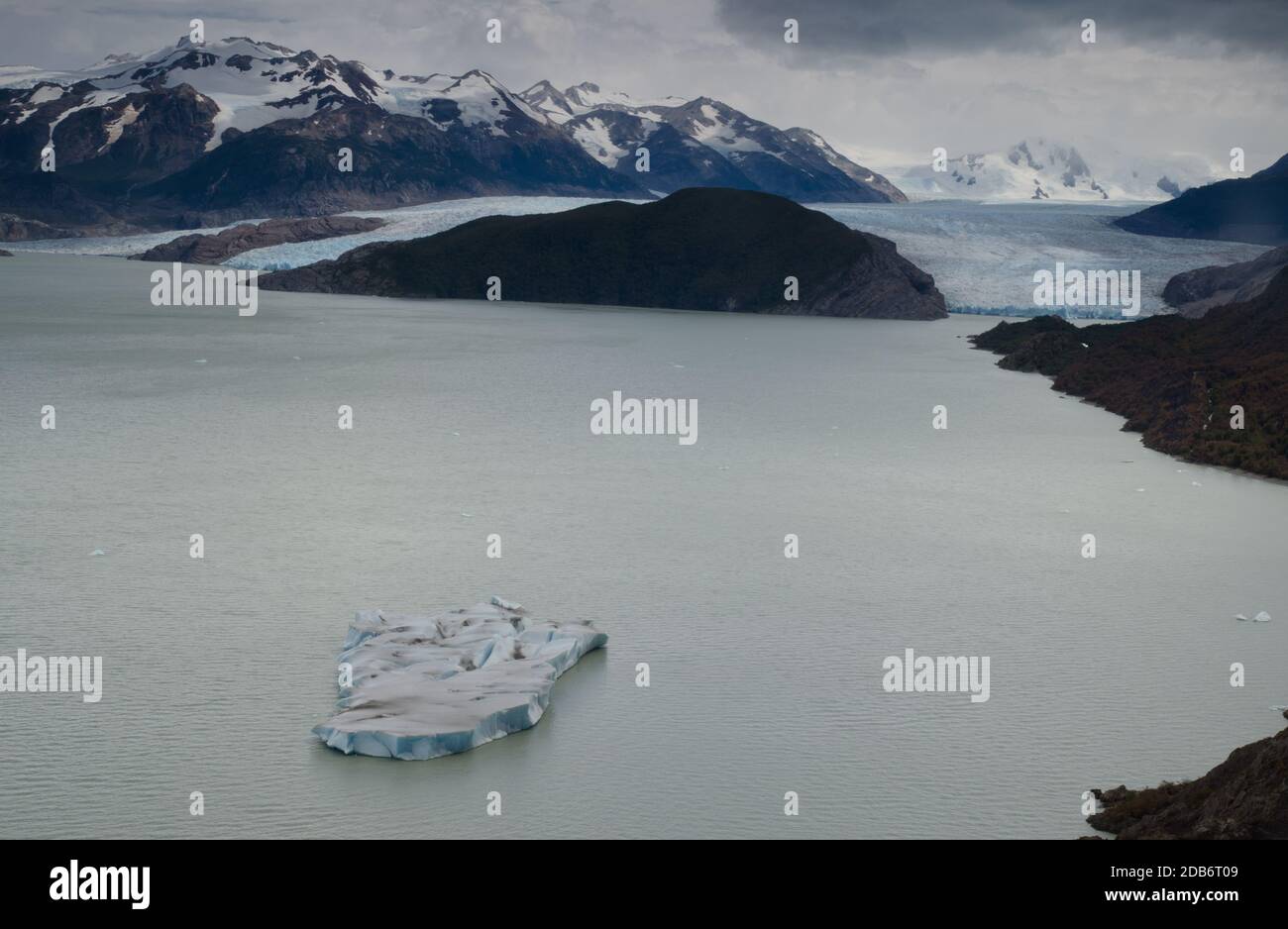 Grey lake and Grey glacier. Torres del Paine National Park. Ultima ...