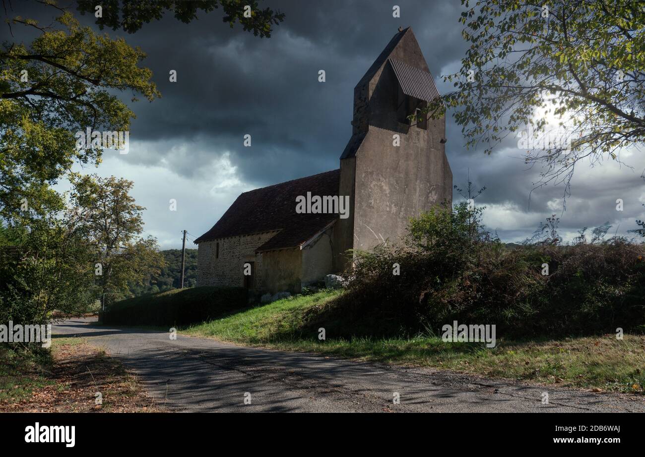 old little church in the countryside of France Stock Photo - Alamy