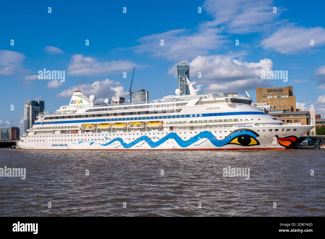 Ocean liner at the Liverpool Cruise Terminal on a beautiful summer day Stock Photo