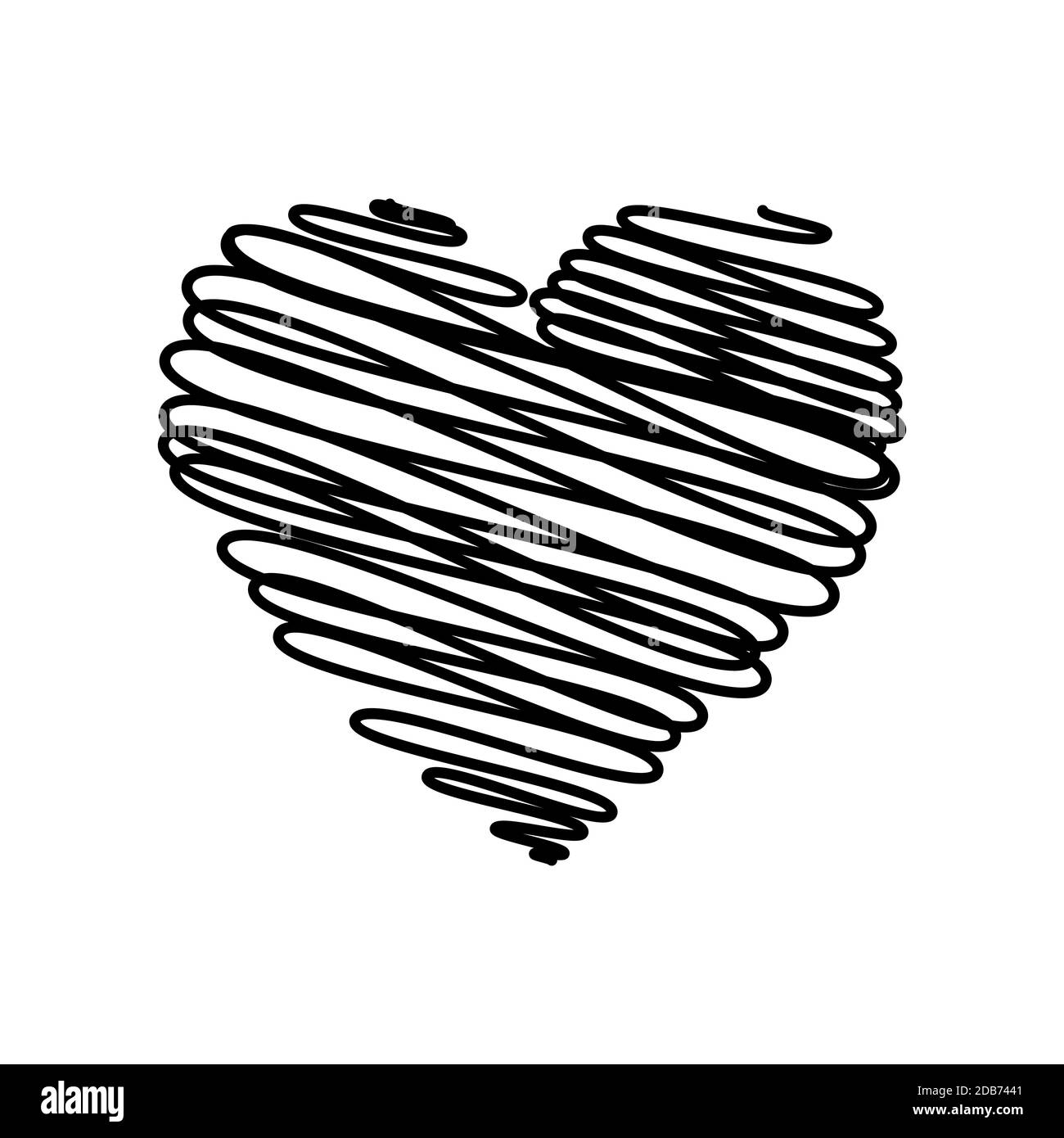 Heart - pencil scribble sketch drawing in black on white background. Valentine card doodle concept. Vector illustration. Stock Vector
