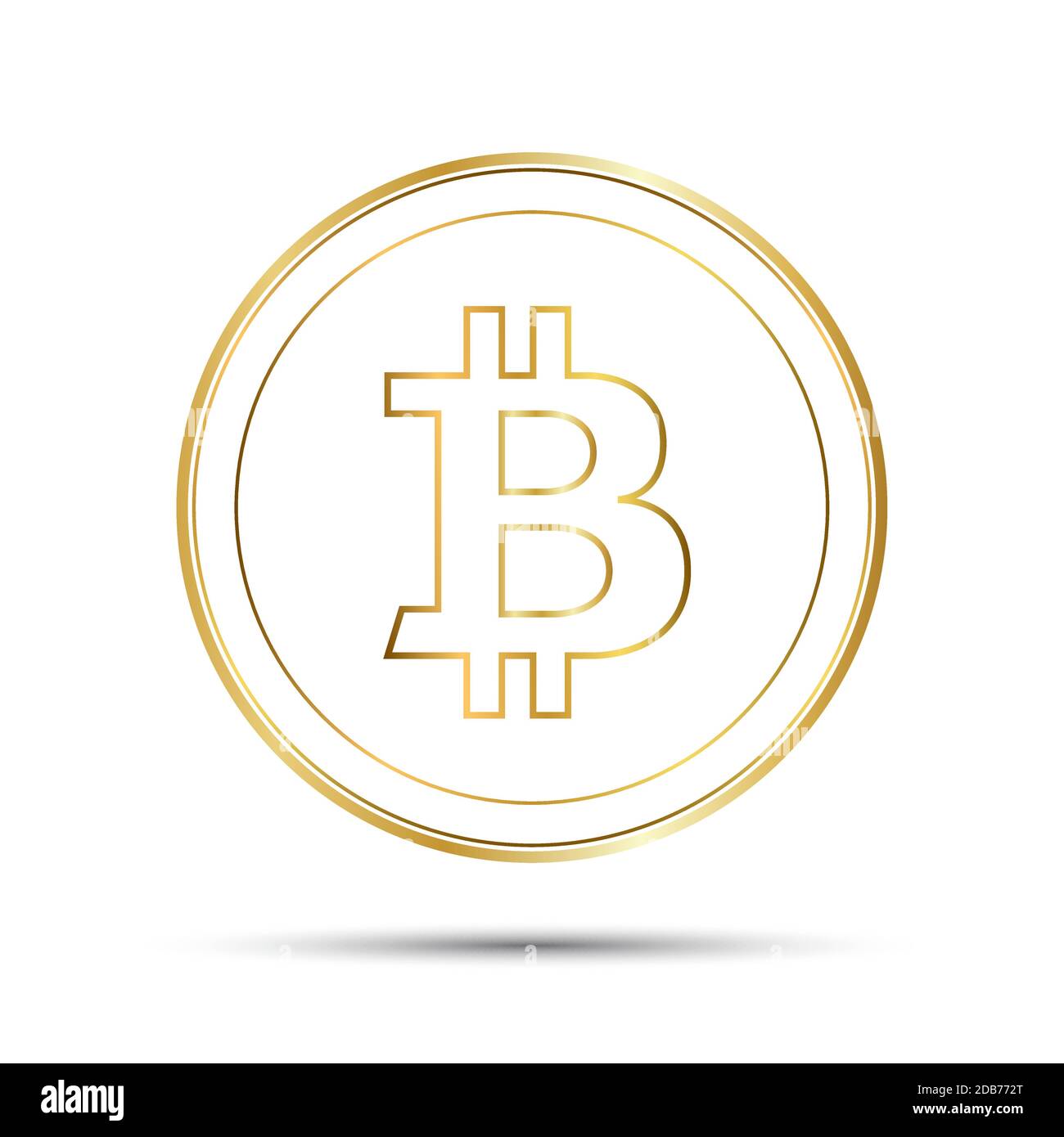Simple bitcoin icon isolated on white background, golden bitcoin symbol, crypto currency coin, vector illustration Stock Vector