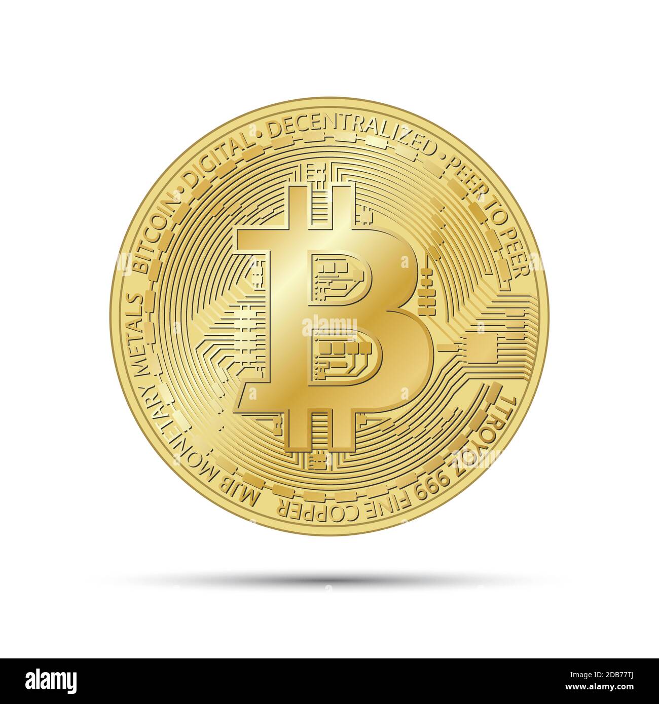Golden bitcoin coin, crypto currency golden symbol isolated on grey background, realistic vector illustration for your infographic, page, leaflet, blo Stock Vector