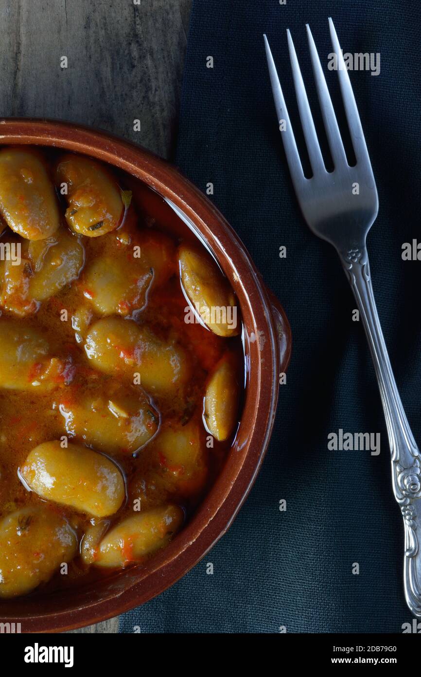 Baked greek beans in clay plate Stock Photo Alamy