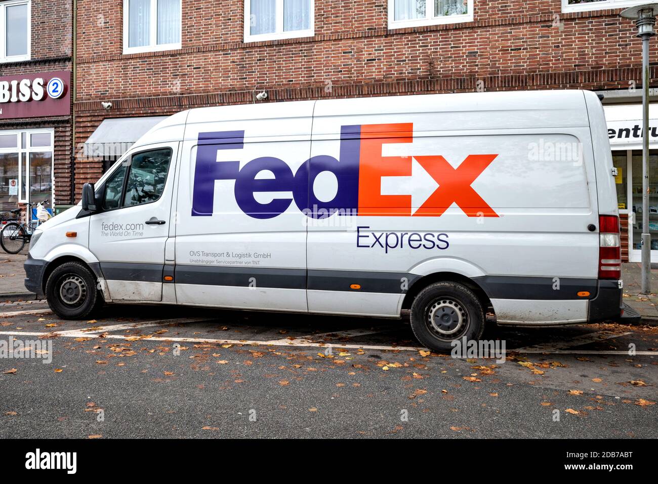 FedEx delivery van. FedEx Corporation is an American multinational delivery services company headquartered in Memphis, Tennessee. Stock Photo