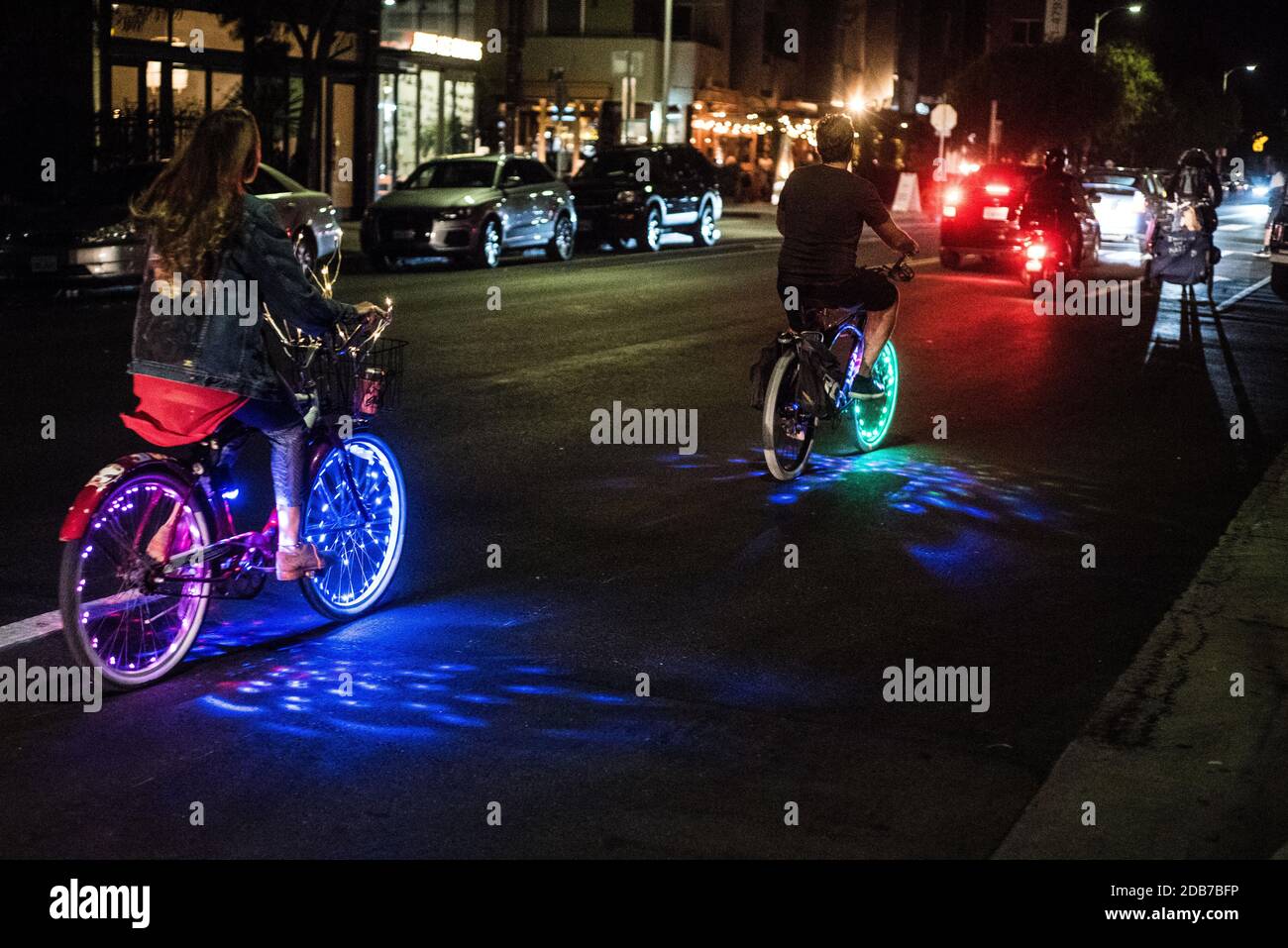 Bicycles with colourful wheels Stock Photo