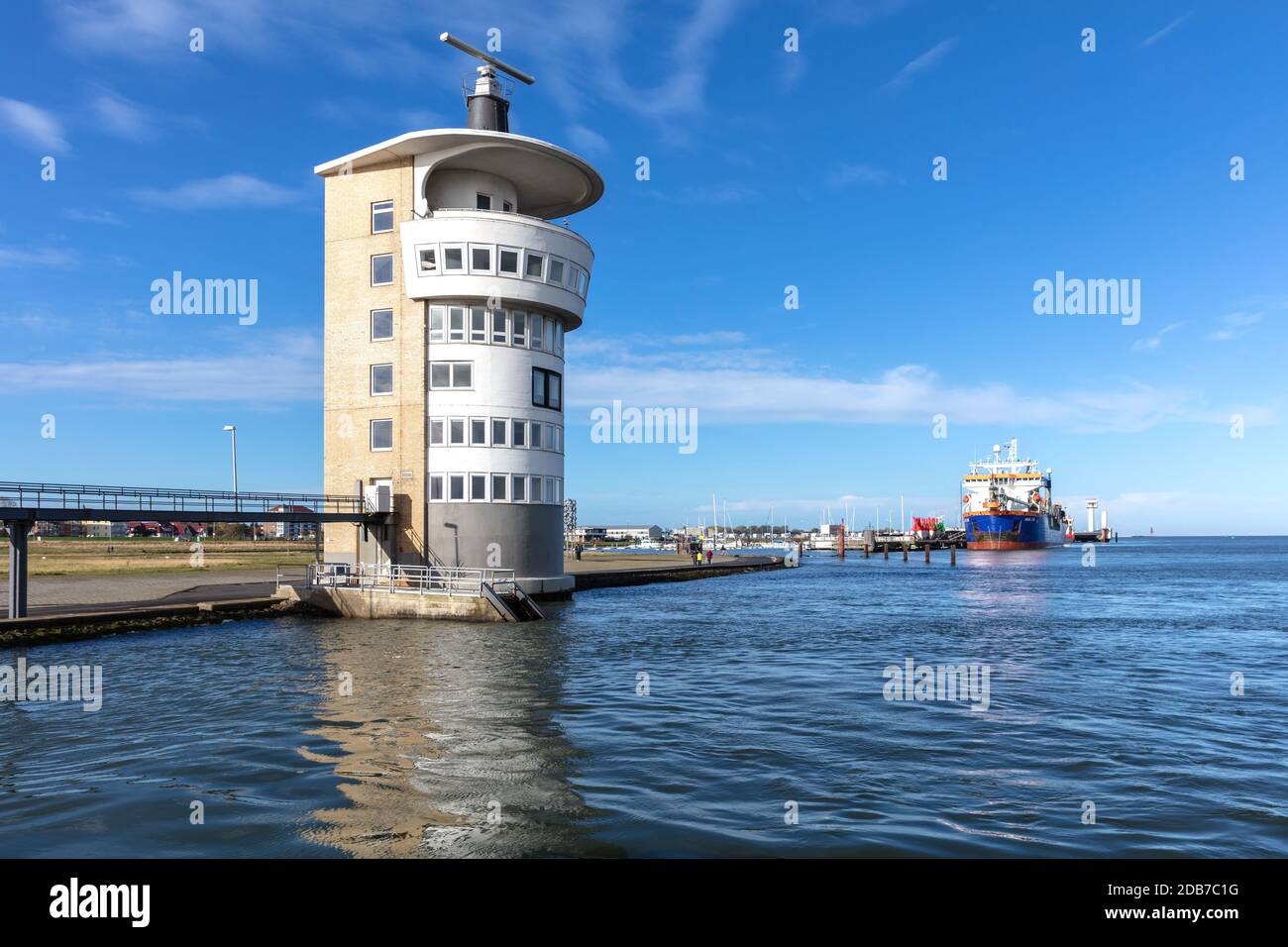 Radar tower in Cuxhaven, Germany at the river Elbe Stock Photo
