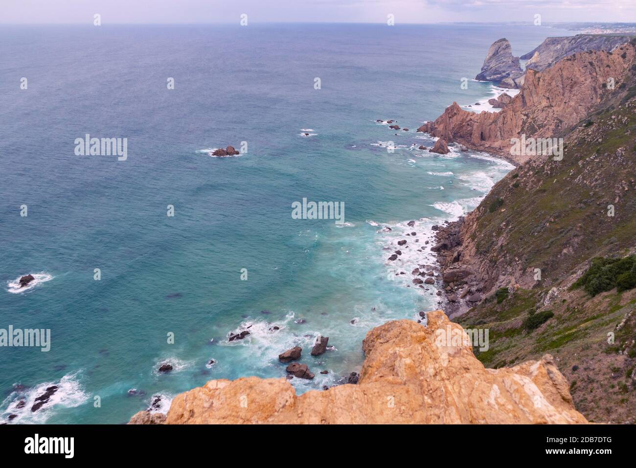 Magnificent cliffs above vast Atlantic ocean, photographed from Cabo da ...