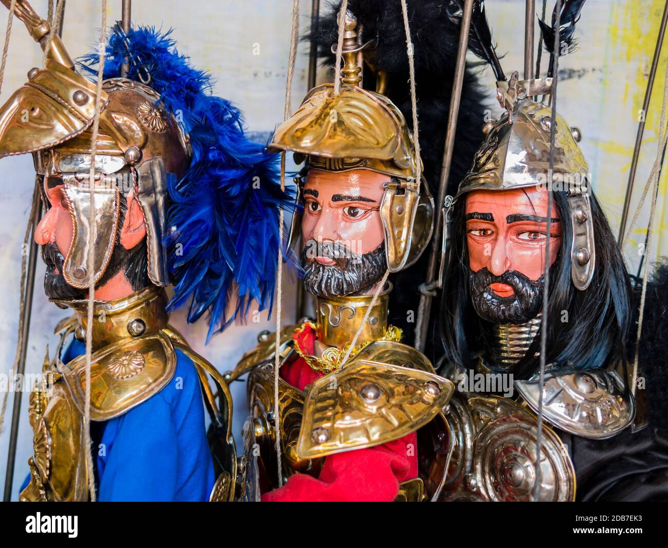 Traditional Pupo Siciliano with metal knight armor, used for sicilian puppets theater Stock Photo