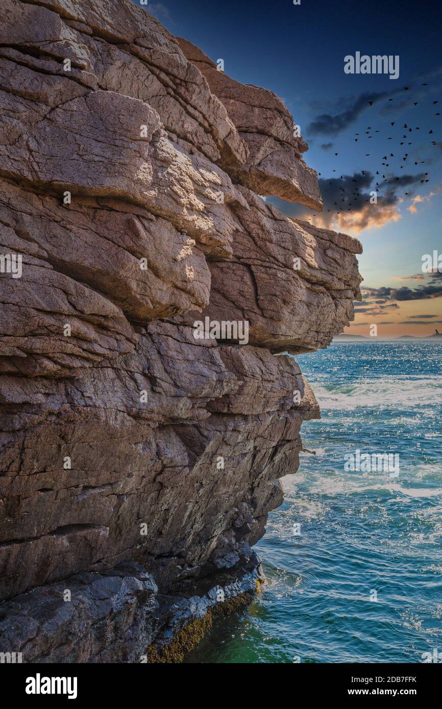 Rocky coast in the Acadia National Forst near Bar Harbor, Maine Stock