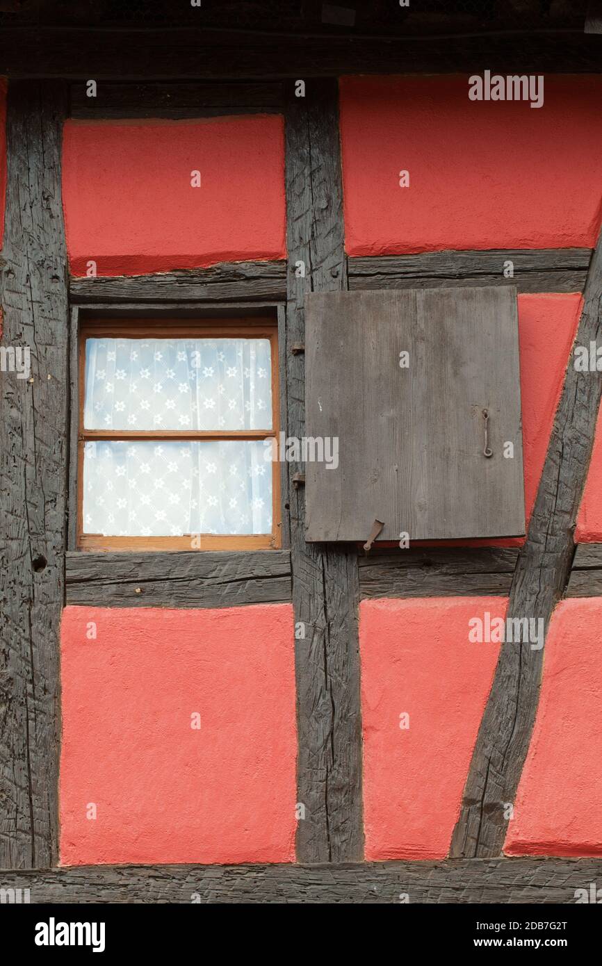 Timbered houses in the village of Eguisheim in Alsace, France Stock Photo