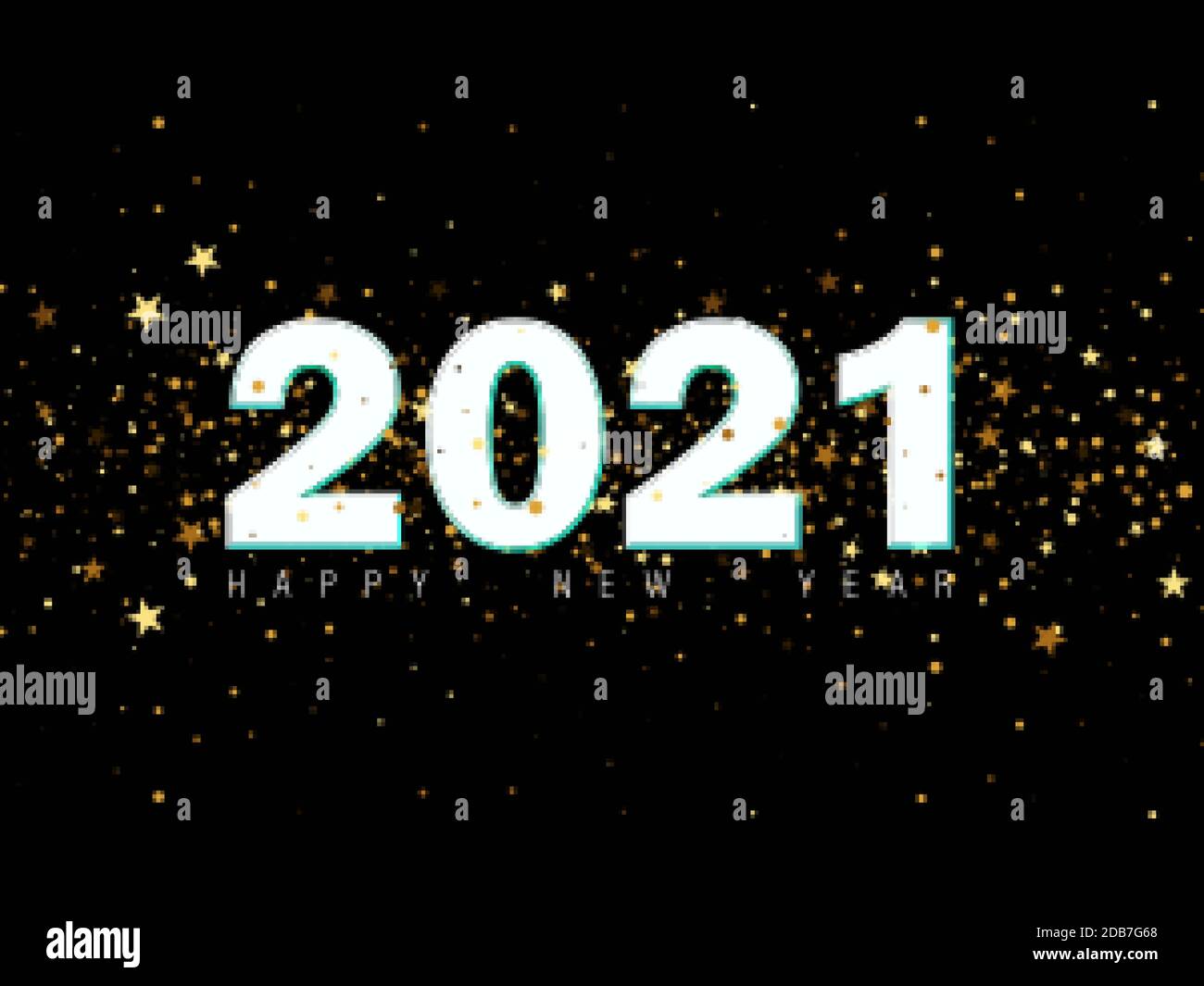 2020 happy New Year black background with golden confetti. Christmas decoration , vector winter holiday greeting card template Stock Vector