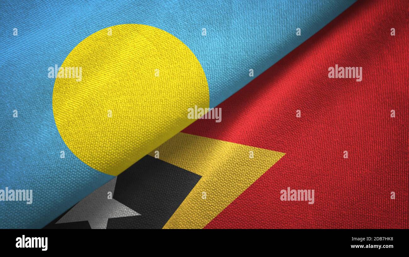 Palau and Timor-Leste East Timor two flags textile cloth, fabric ...