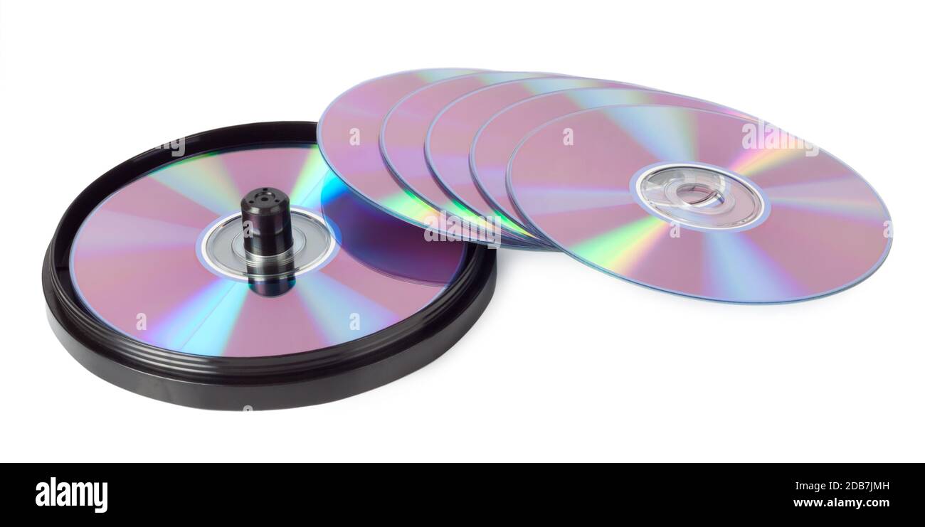 CDs spread out like a fan isolated on white background Stock Photo