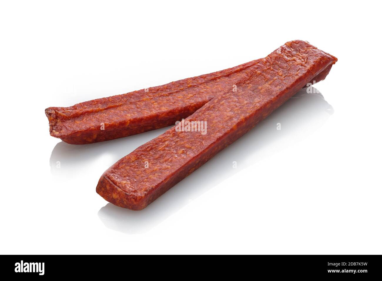 Typical german sausages Landjäger white isolated Stock Photo Alamy