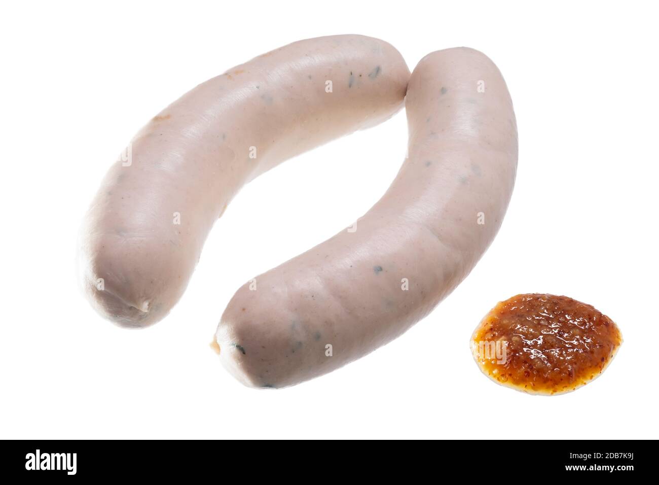 Bavarian veal sausages with mustard close up Stock Photo