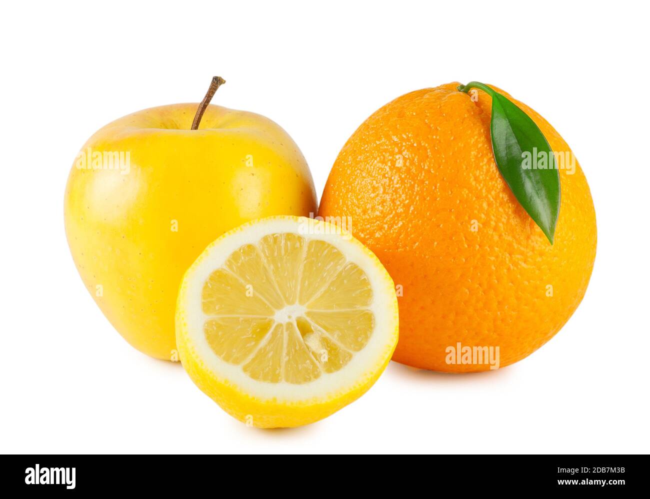 Orange, apple and half a lemon isolated on white background Stock Photo ...