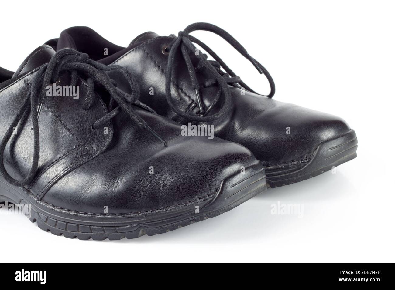Men's black leather shoes isolated on white background Stock Photo - Alamy