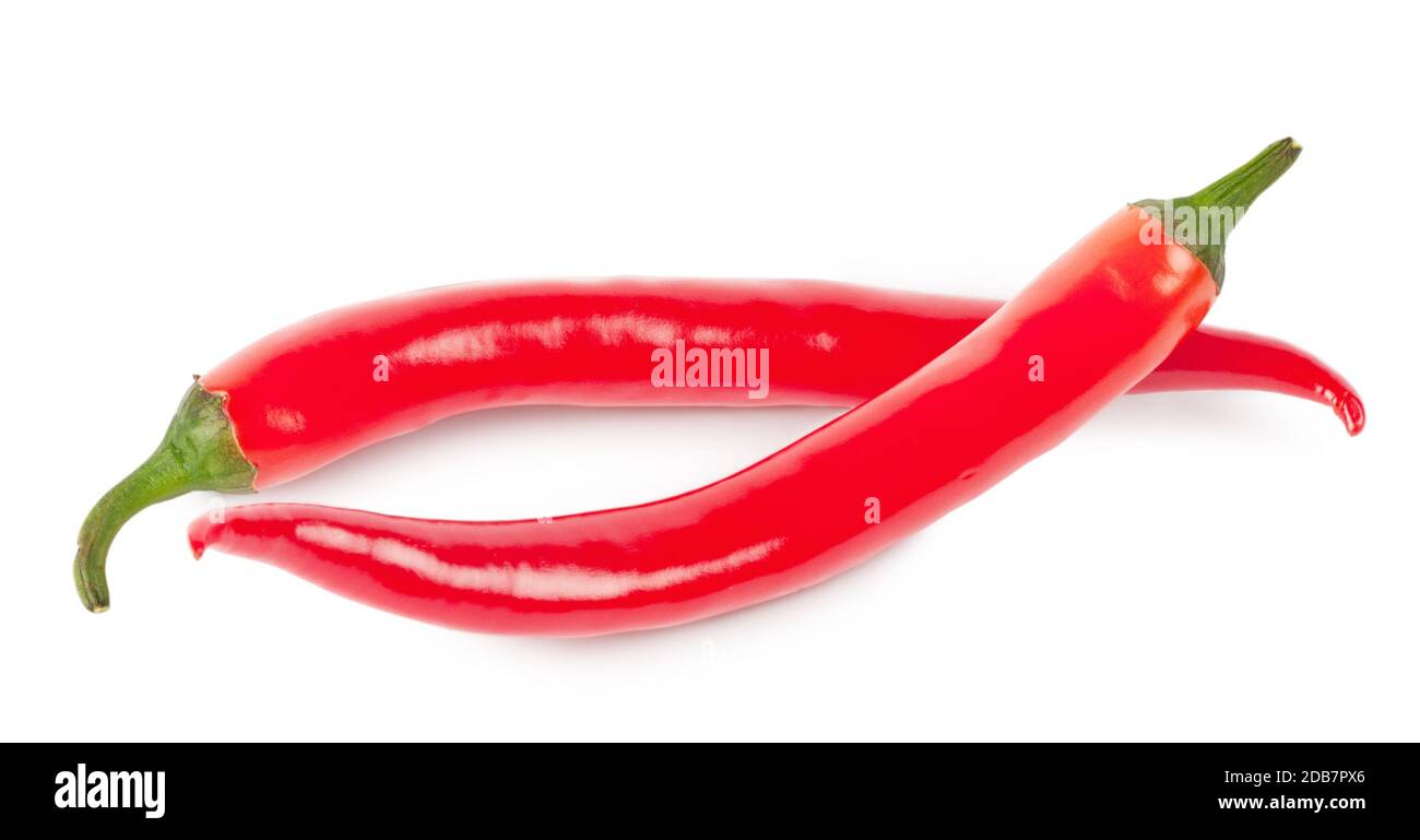 Two bright hot pepper isolated on white background Stock Photo - Alamy