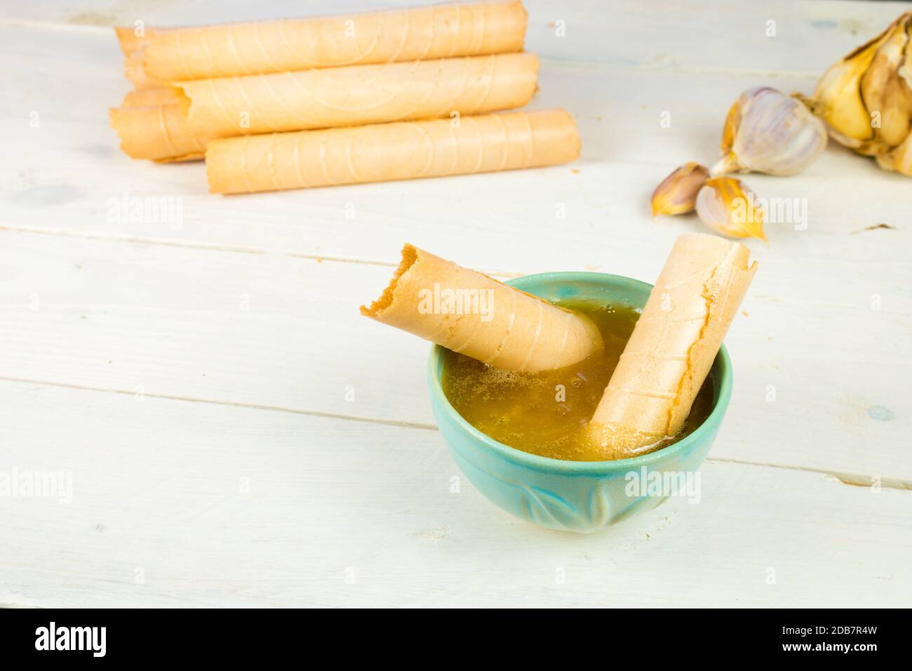 Traditional Slovak christmas wafer, eat as appetizer on christmas Eve