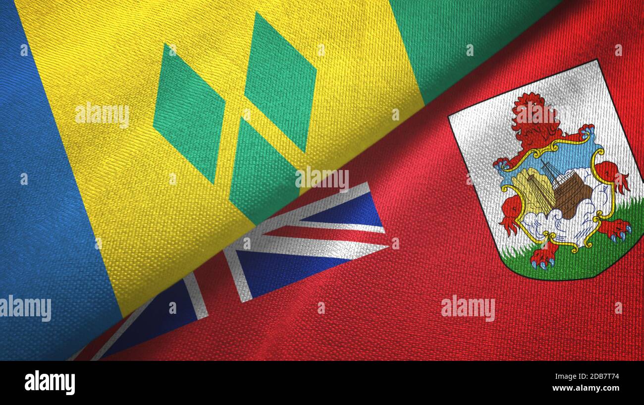 Saint Vincent and the Grenadines and Bermuda two flags Stock Photo