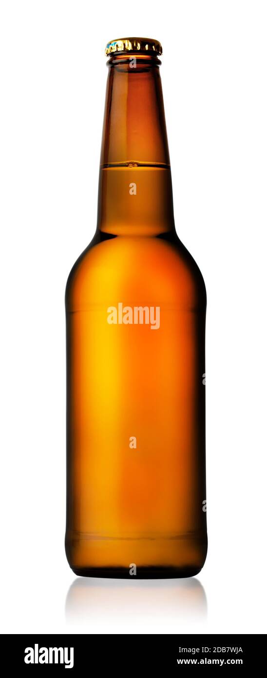 Brown beer bottle isolated on white background Stock Photo Alamy