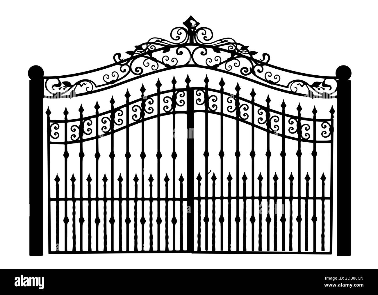 Gates sketch. Artistic Iron door design. Vector illustration isolated on white