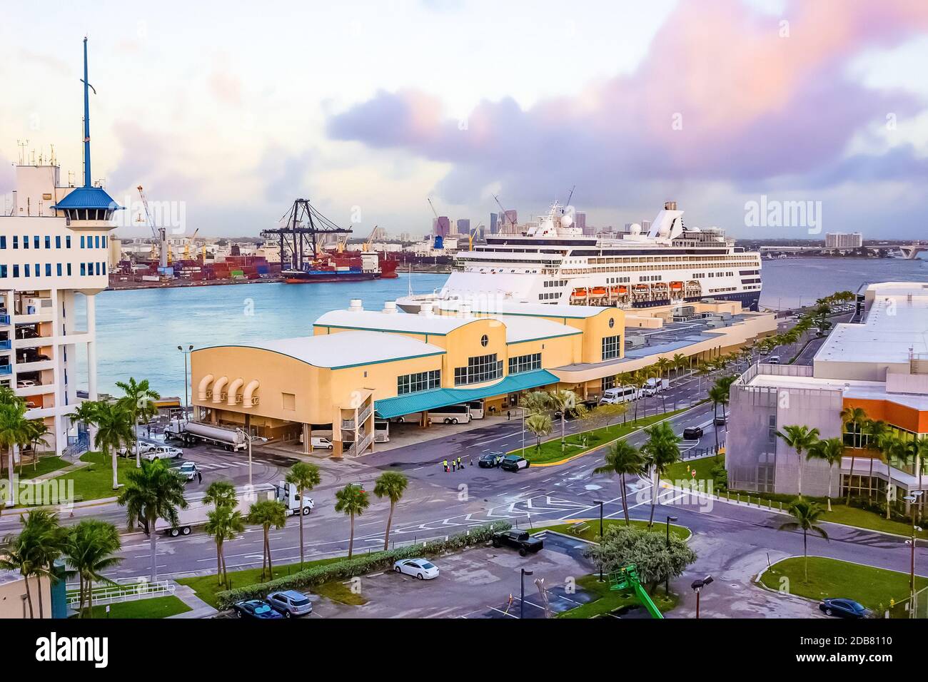 The view from a cruise ship of terminal at Port Everglades, in Ft