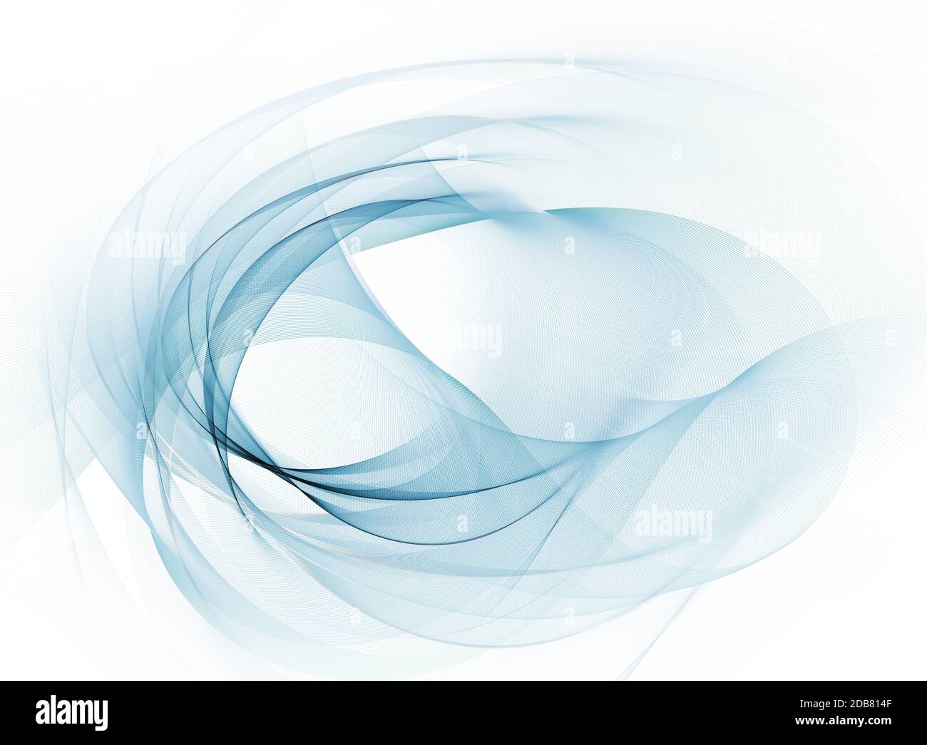 shifting light blue motion lines and blurred wave shapes on white background banner. Panoramic view. Contrasting color values. Stock Photo