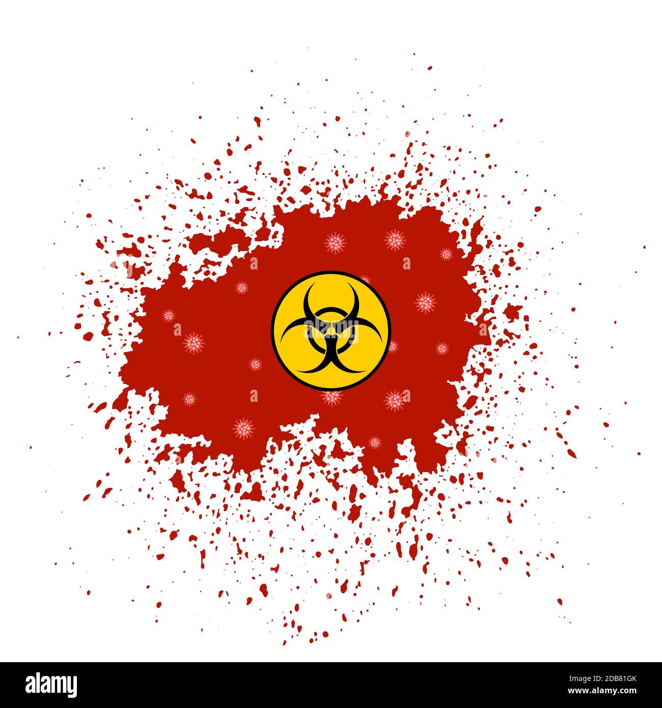 Biohazard Icon and Blood Splash Isolated on White Background. Stop ...
