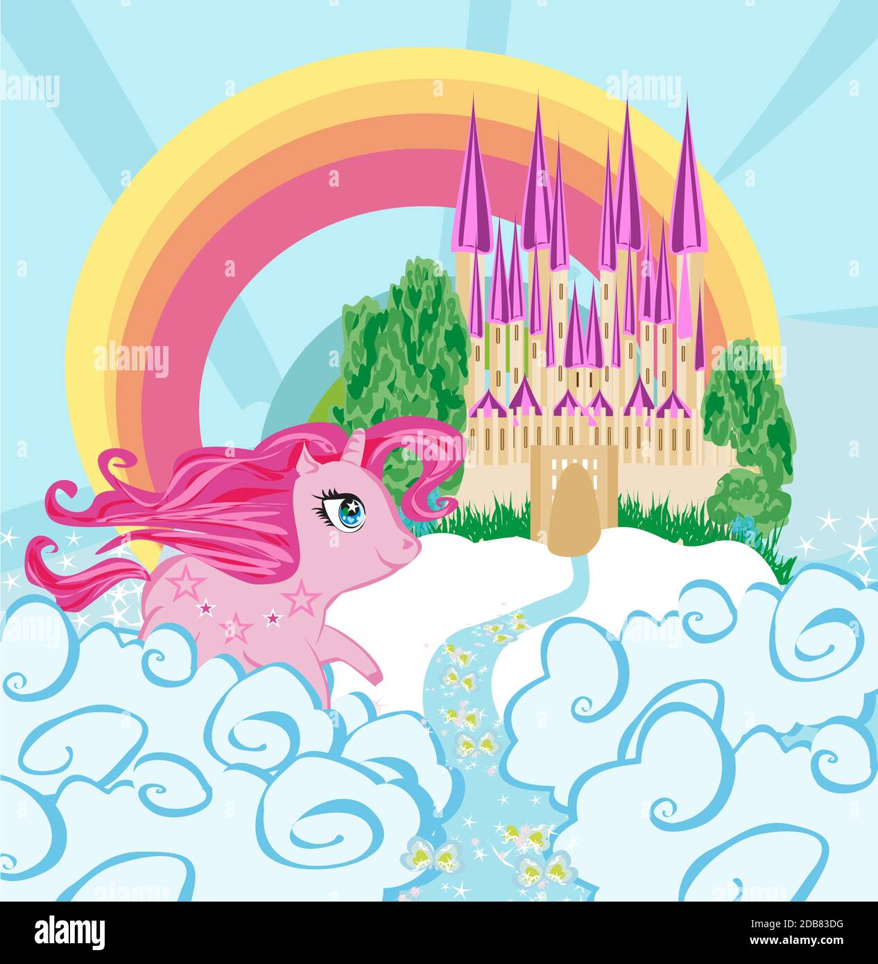 Card with a cute unicorn Stock Photo - Alamy