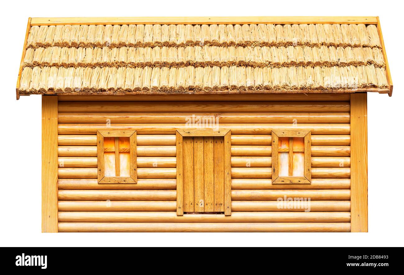Facade of wooden house isolated on white background Stock Photo - Alamy