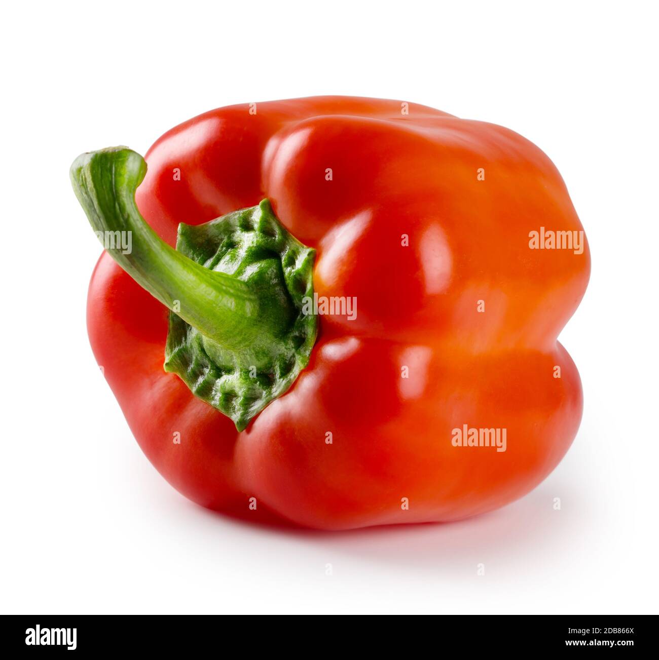 Red sweet pepper with a green handle isolated on white background Stock ...