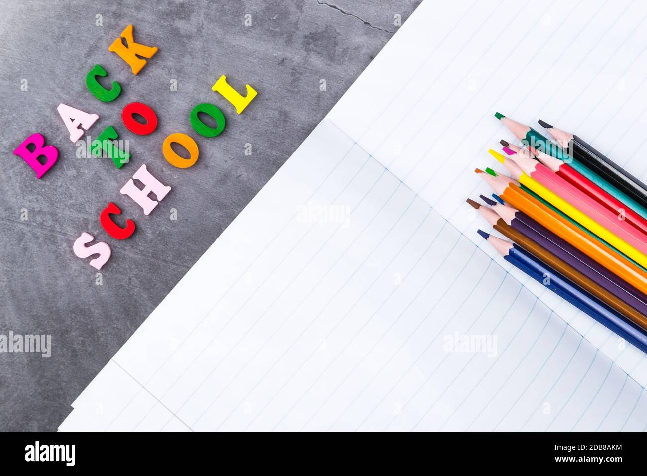 School supplies collage Stock Photo - Alamy