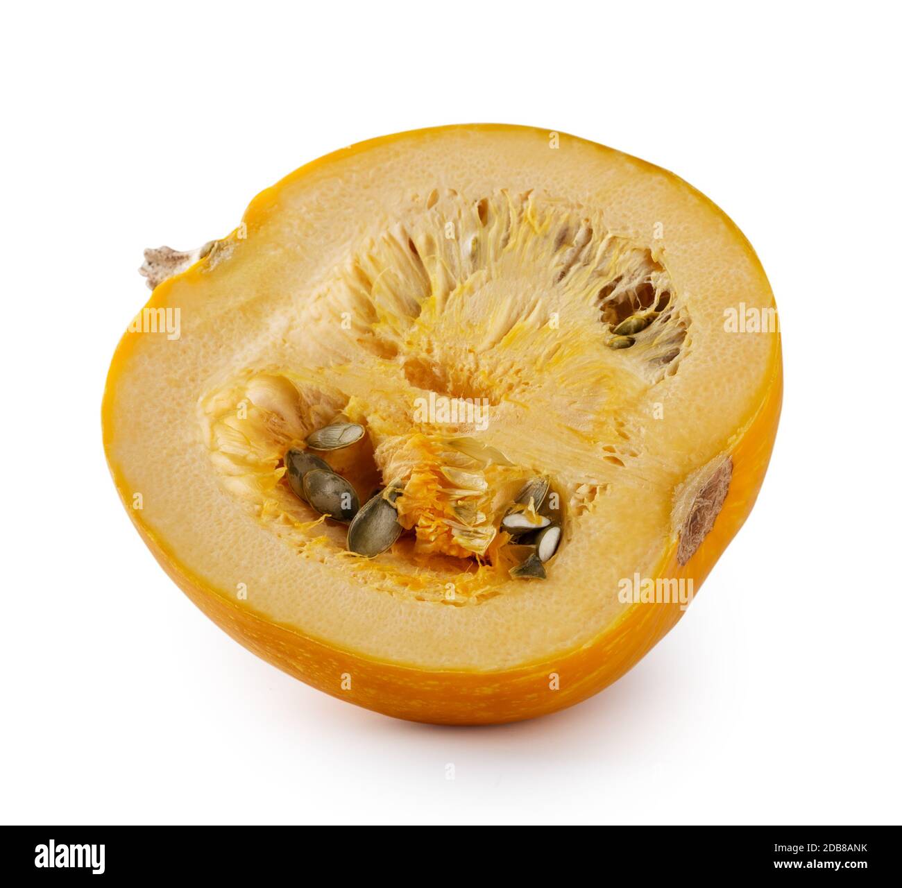 Half of a ripe yellow pumpkin isolated on white background Stock Photo ...