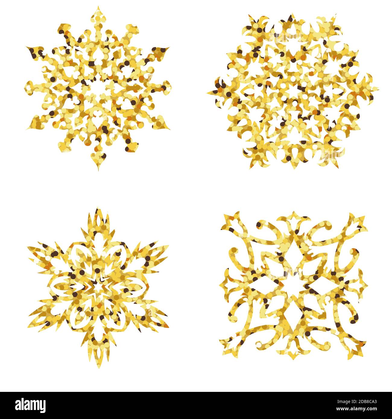 Set of golden snowflakes. Vector illustration Stock Photo - Alamy