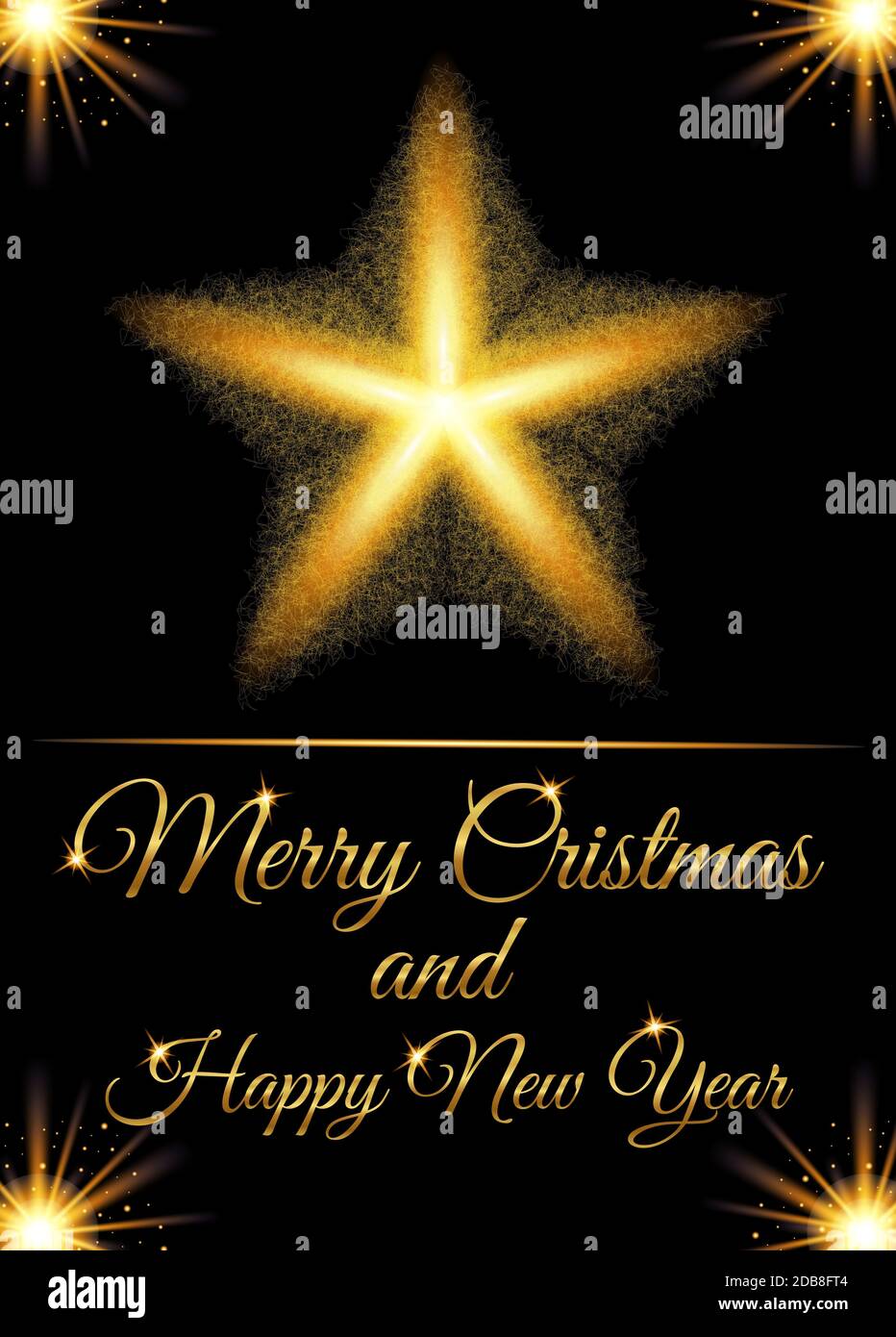 Christmas greeting card and Happy New Year invitation with glow gold ...