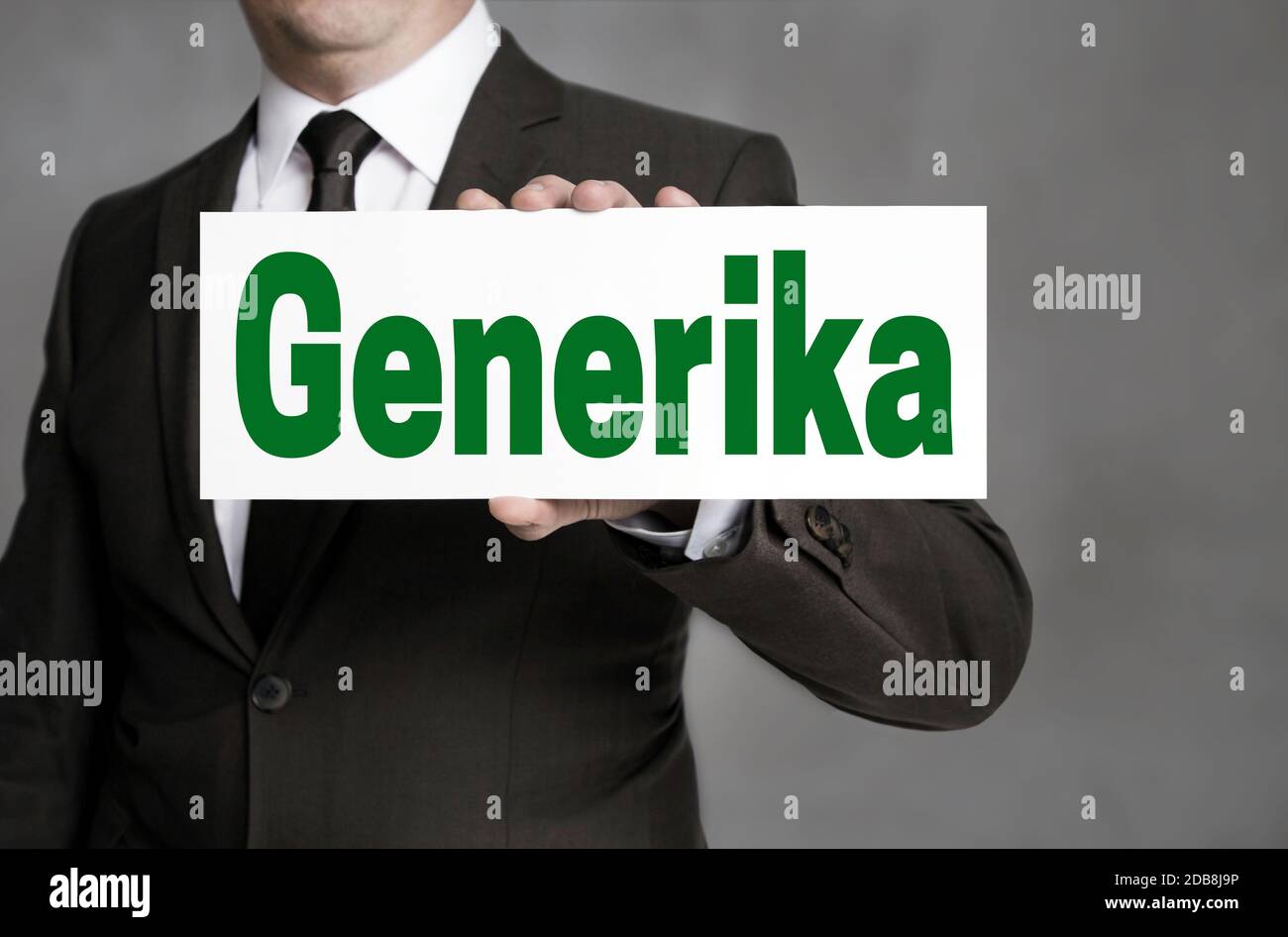 Generika (in german Generic) label is held by businessman Stock Photo ...