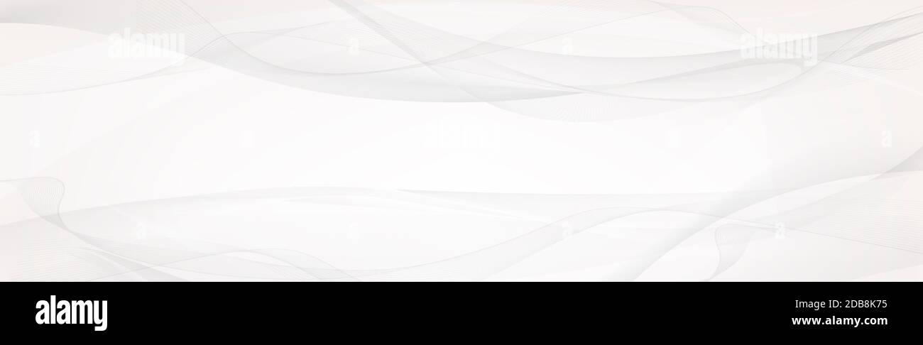 White panoramic background with wavy lines and shadows Stock Photo