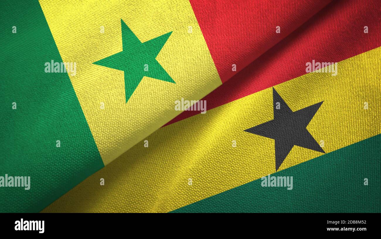 Senegal and Ghana two flags textile cloth, fabric texture Stock Photo