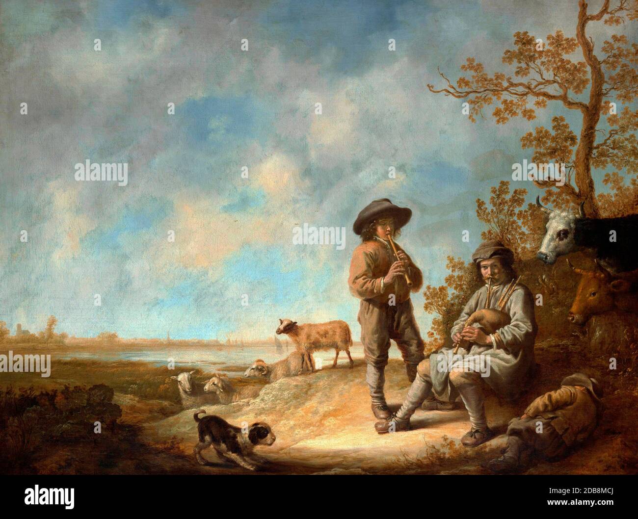 Piping Shepherds - Aelbert Cuyp, circa 1643 Stock Photo