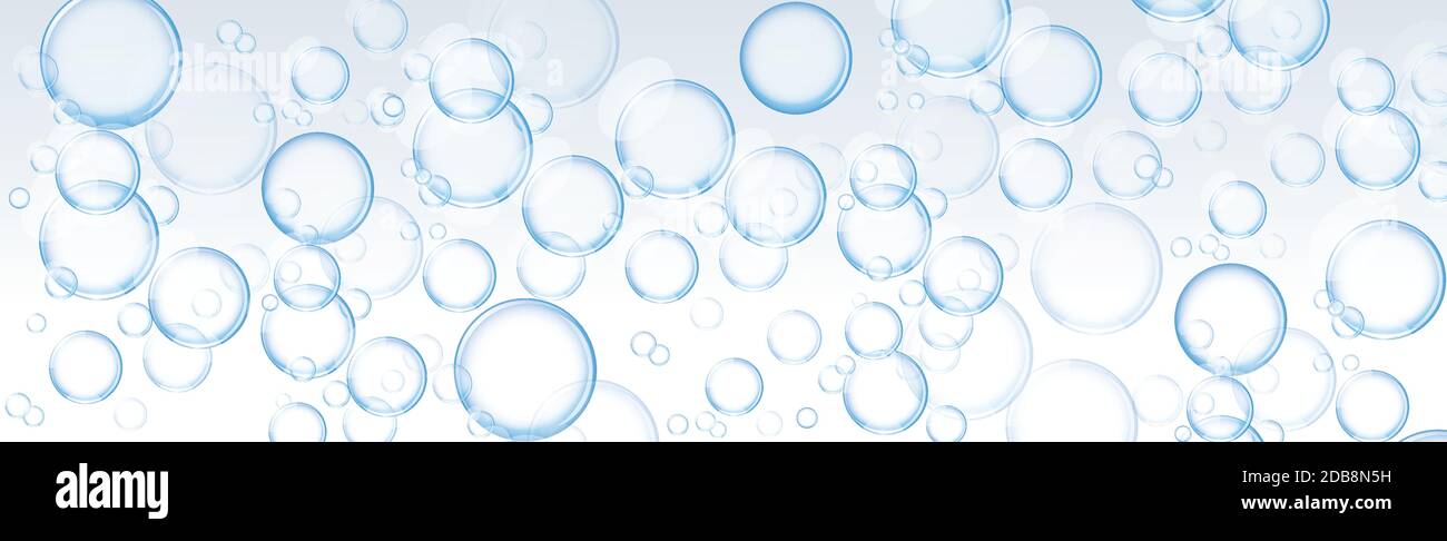 Different size air bubbles on a light background - Illustration Stock Vector