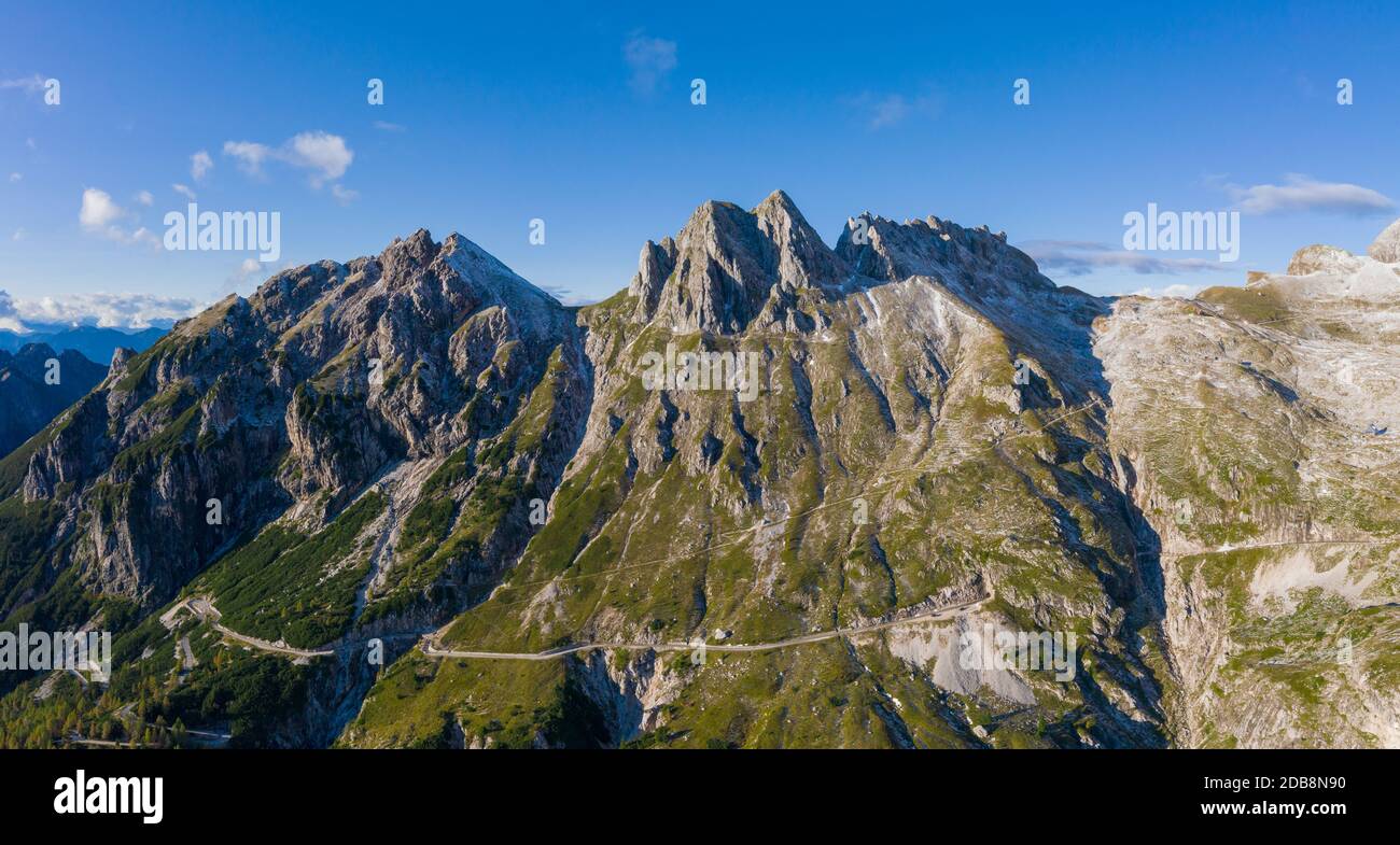 Mountain pass in Mangart mountain range, Julian alps,  Slovenia Stock Photo