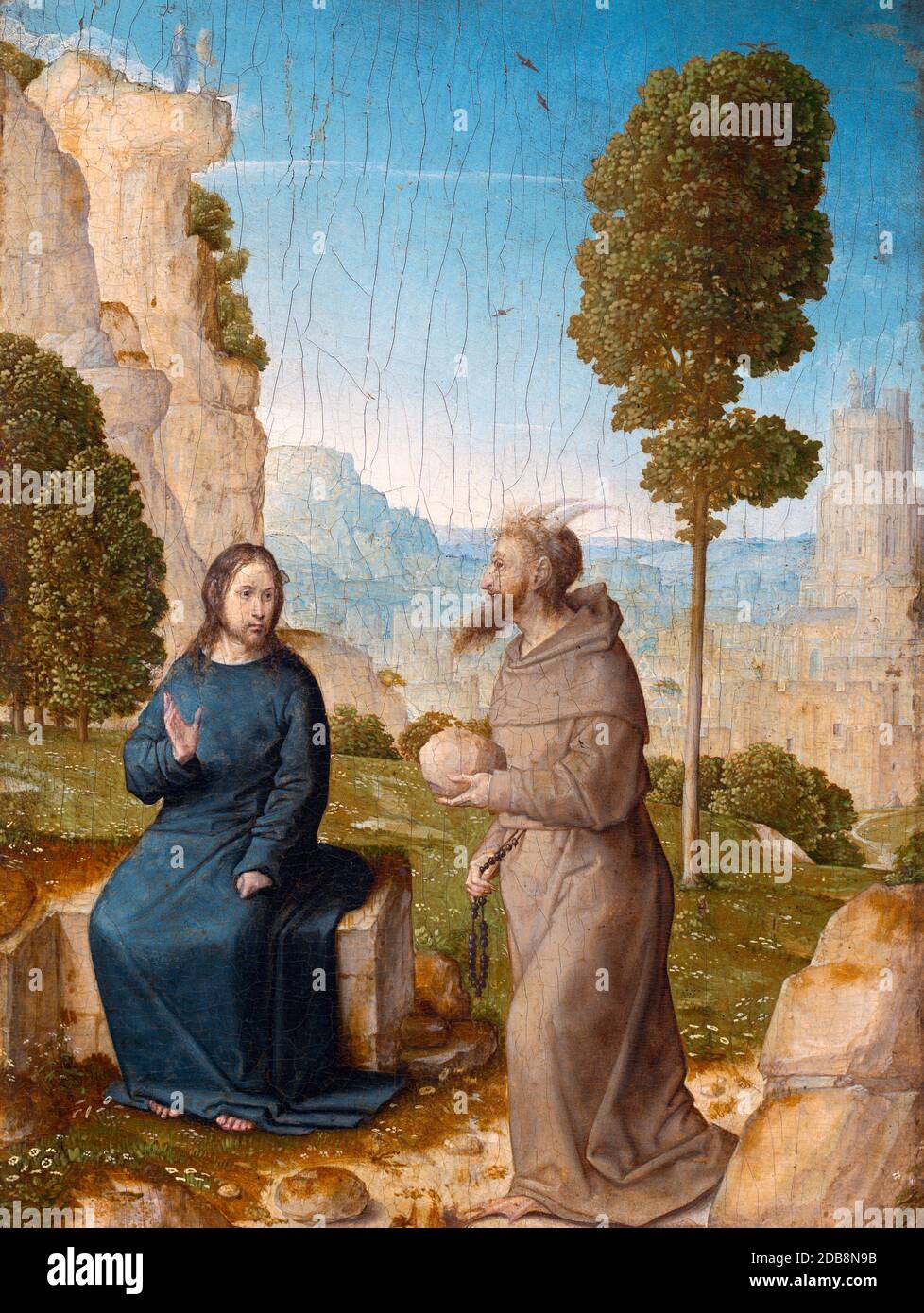The Temptation of Christ - Juan de Flandes, circa 1500 Stock Photo