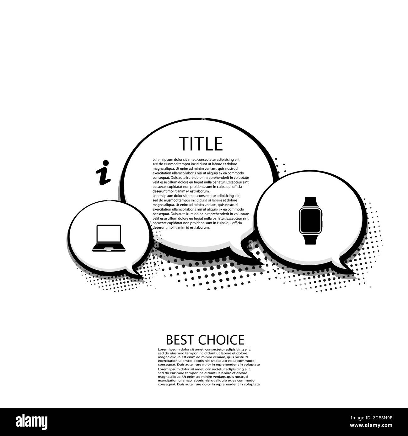Vector modern halftone bubble speech icons business and technology ...