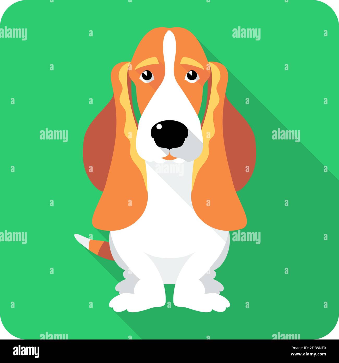 dog Basset Hound sitting icon flat design Stock Photo - Alamy